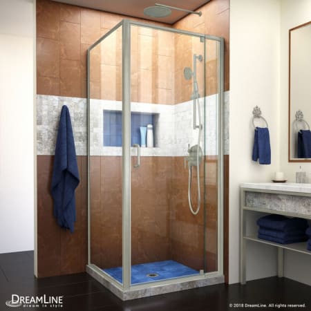 DreamLine Flex 72" High x 32-7/16" Wide x 30-1/2" Deep Pivot Framed Shower Enclosure with Clear Glass Brushed Nickel