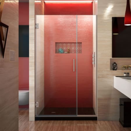 DreamLine Unidoor Plus 72" High x 40" Wide Hinged Frameless Shower Door with Clear Glass Brushed Nickel