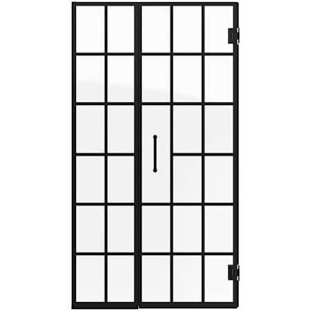 DreamLine Unidoor Toulon 72" High x 40, 40.5" Wide Hinged Frameless Shower Door with Clear Glass Matte Black