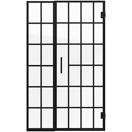 DreamLine Unidoor Toulon 72" High x 46, 46.5" Wide Hinged Frameless Shower Door with Clear Glass Matte Black