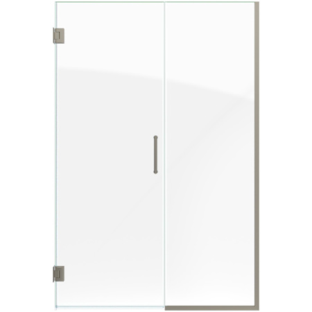 DreamLine Unidoor Plus 72" High x 48" Wide Hinged Frameless Shower Door with Clear Glass Brushed Nickel