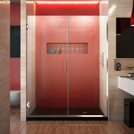 DreamLine Unidoor Plus 72" High x 58-1/2" Wide Hinged Frameless Shower Door with Clear Glass Chrome
