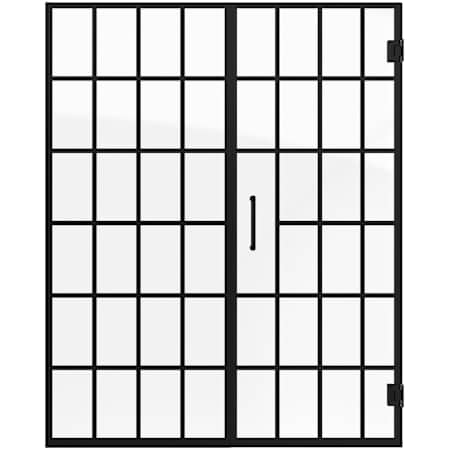 DreamLine Unidoor Toulon 72" High x 58-1/2" Wide Hinged Frameless Shower Door with Clear Glass Matte Black