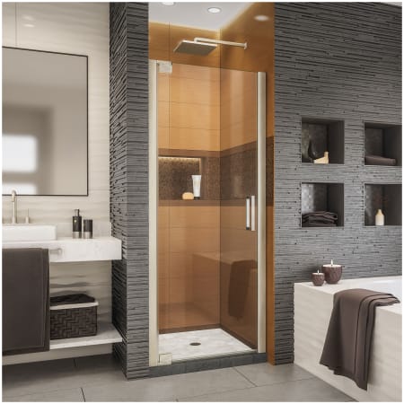 DreamLine Elegance-LS 25 1/4 - 27 1/4" W x 72" H Frameless Pivot Shower Door Brushed Nickel