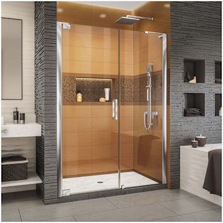 DreamLine Elegance-LS 54 1/4 - 56 1/4" W x 72" H Frameless Pivot Shower Door Chrome