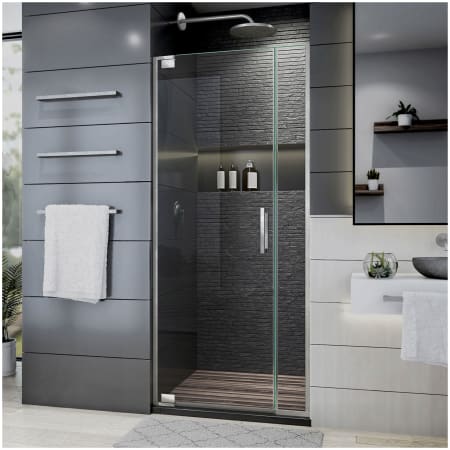 DreamLine Elegance Plus 72" High x 30" Wide Pivot Frameless Shower Door with Clear Glass Brushed Nickel