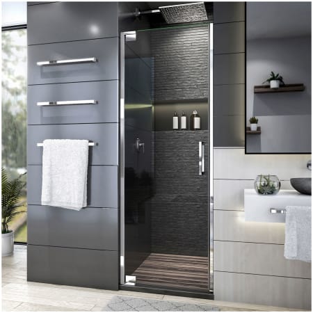 DreamLine Elegance Plus 72" High x 34" Wide Pivot Frameless Shower Door with Clear Glass Chrome