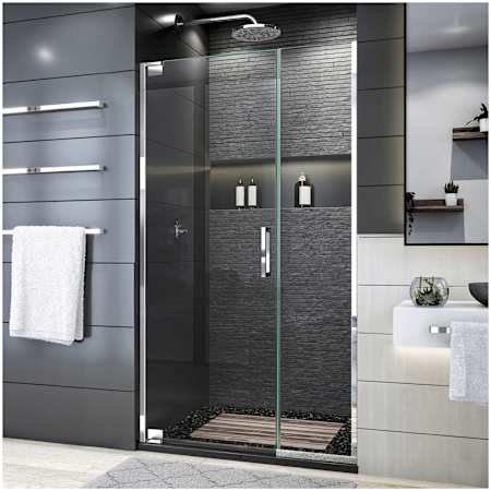 DreamLine Elegance Plus 72" High x 39-3/4" Wide Pivot Frameless Shower Door with Clear Glass Chrome