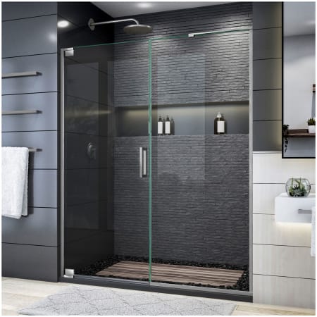 DreamLine Elegance Plus 72" High x 58" Wide Pivot Frameless Shower Door with Clear Glass Brushed Nickel
