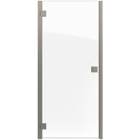 DreamLine Lumen 72" High x 34" Wide Hinged Semi Frameless Shower Door with Clear Glass Brushed Nickel