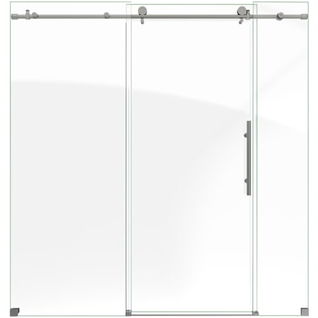 DreamLine Enigma-X 76" High x 60" Wide Sliding Frameless Shower Door with Clear Glass Brushed Stainless Steel