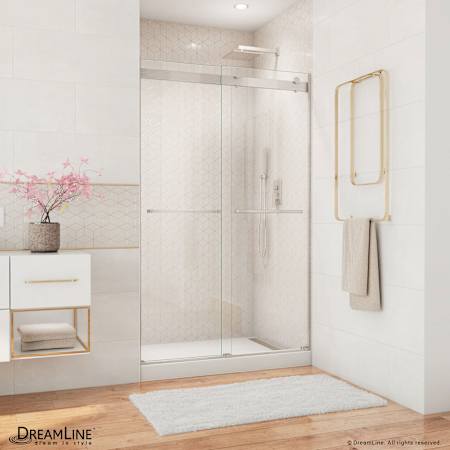 DreamLine Essence 44 - 48" W x 76" H Frameless Bypass Shower Door Brushed Nickel