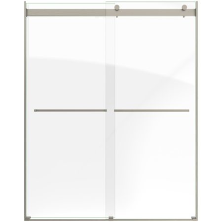 DreamLine Essence 76" High x 60" Wide Bypass Frameless Shower Door with Clear Glass Brushed Nickel