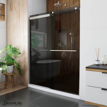 DreamLine Sapphire 56 - 60" W x 76" H Semi-Frameless Bypass Shower Door Brushed Nickel