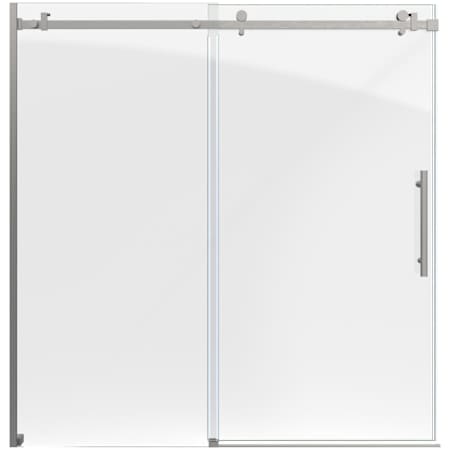 DreamLine Enigma Air 62" High x 60" Wide Sliding Frameless Tub Door with Clear Glass Brushed Stainless Steel
