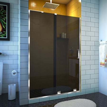 DreamLine Mirage-Z 72" High x 44, 45, 46, 47, 48" Wide Sliding Semi Frameless Shower Door with Tinted Glass Chrome