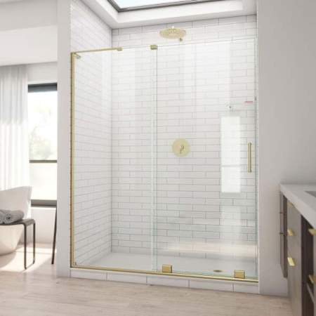 DreamLine Mirage-X 72" High x 60" Wide Sliding Frameless Shower Door with Clear Glass Brushed Gold