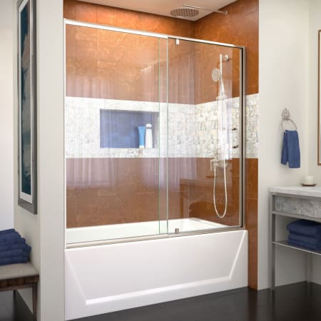 DreamLine Flex 56-60" W x 58" H Semi-Frameless Pivot Tub Door Brushed Nickel