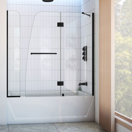 DreamLine Aqua 56 - 60" W x 58" H Frameless Hinged Tub Door with Extender Panel Matte Black
