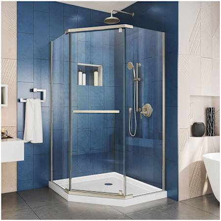DreamLine Prism 72" High x 39" Wide x 38-1/8" Deep Pivot Frameless Shower Enclosure with Clear Glass Brushed Nickel