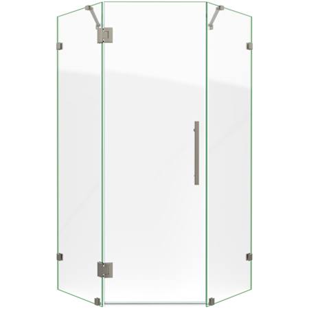 DreamLine Prism Lux 36 5/16" x 36 5/16" x 72" Fully Frameless Hinged Shower Enclosure Brushed Nickel
