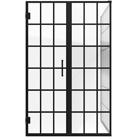 DreamLine Unidoor Toulon 72" High x 45-7/8" Wide x 34-3/8" Deep Hinged Frameless Shower Enclosure with Clear Glass Matte Black