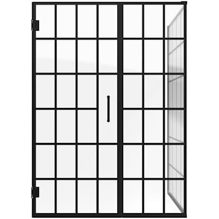 DreamLine Unidoor Toulon 72" High x 51-7/8" Wide x 34-3/8" Deep Hinged Frameless Shower Enclosure with Clear Glass Matte Black
