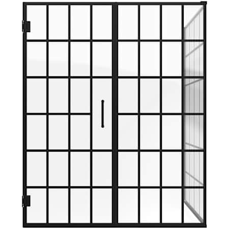 DreamLine Unidoor Toulon 72" High x 57-7/8" Wide x 34-3/8" Deep Hinged Frameless Shower Enclosure with Clear Glass Matte Black