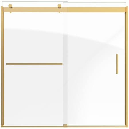 DreamLine Sapphire-V 62" High x 60" Wide Bypass Semi Frameless Tub Door with Clear Glass Brushed Gold