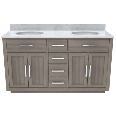DreamLine Dexterity 60" Free Standing Double Basin Vanity Set with Cabinet and Marble Vanity Top Gray Oak
