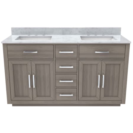 DreamLine Dexterity 60" Free Standing Double Basin Vanity Set with Cabinet and Marble Vanity Top Gray Oak