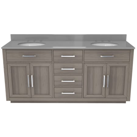 DreamLine Dexterity 72" Free Standing Double Basin Vanity Set with Cabinet and Quartz Vanity Top Gray Oak