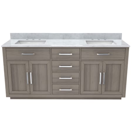 DreamLine Dexterity 72" Free Standing Double Basin Vanity Set with Cabinet and Marble Vanity Top Gray Oak