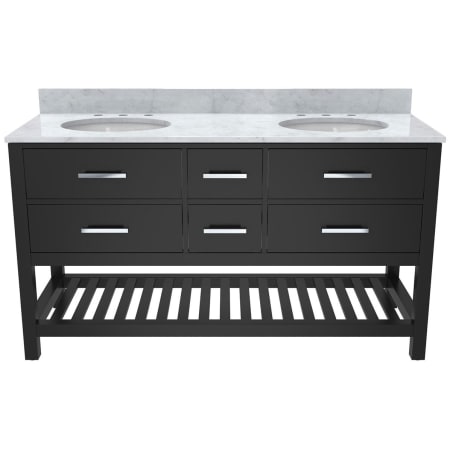 DreamLine Valencia 60" Free Standing Double Basin Vanity Set with Cabinet and Marble Vanity Top Black