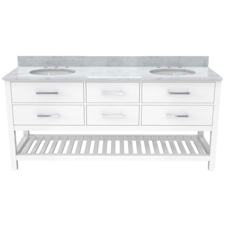DreamLine Valencia 72" Free Standing Double Basin Vanity Set with Cabinet and Marble Vanity Top White