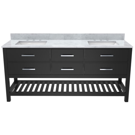 DreamLine Valencia 72" Free Standing Double Basin Vanity Set with Cabinet and Marble Vanity Top Black