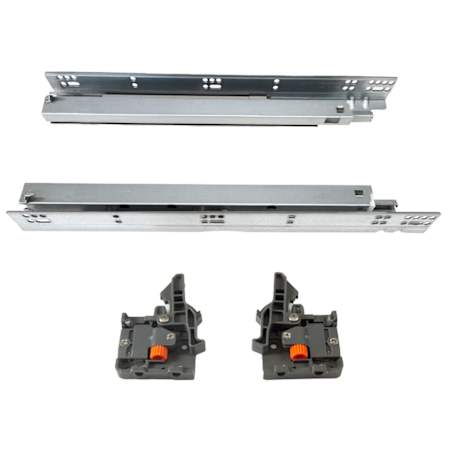 DTC SS20 Series 12 Inch Full Extension Concealed Drawer System with 85 Pound Weight Capacity and Soft Close - Pair Nickel