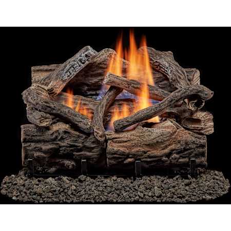 Duluth Forge 30,000 BTU Vent Free Liquid Propane, Natural Gas Log Set Fireplace with Ventless Dual Fuel Technology and Rustic Oak Logs N/A