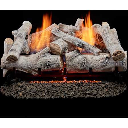 Duluth Forge 33,000 BTU Vent Free Liquid Propane, Natural Gas Log Set Fireplace with Ventless Dual Fuel Technology and Birch Wood Logs N/A