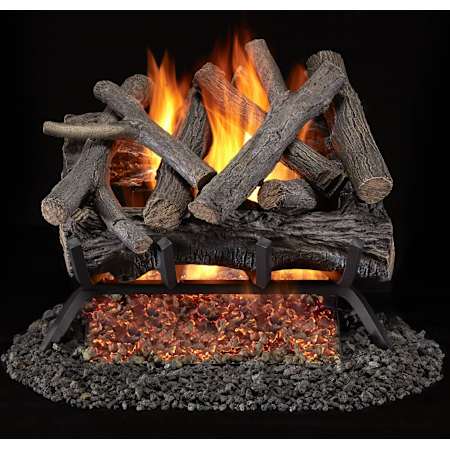 Duluth Forge 45,000 BTU Natural Gas Log Set Fireplace with Match Light Ignition and 7 Rustic Oak Logs N/A