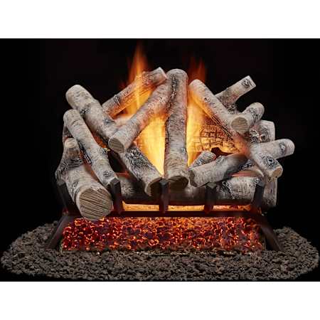 Duluth Forge 55,000 BTU Natural Gas Log Set Fireplace with Match Light Ignition and 11 Birch Wood Logs N/A