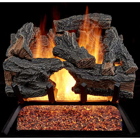 Duluth Forge 45,000 BTU Natural Gas Log Set Fireplace with Piezo Ignition and 7 Colorado Split Wood Logs N/A