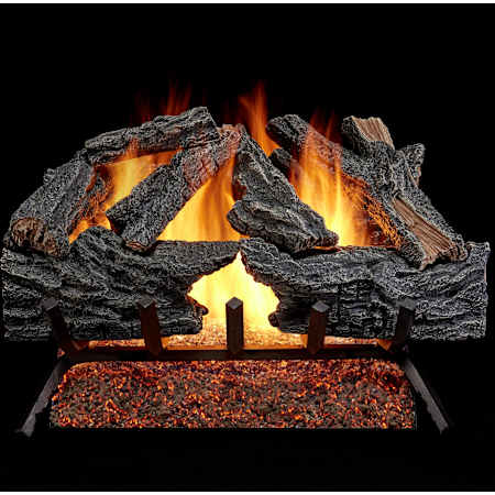 Duluth Forge 55,000 BTU Natural Gas Log Set Fireplace with Piezo Ignition and 8 Colorado Split Wood Logs N/A