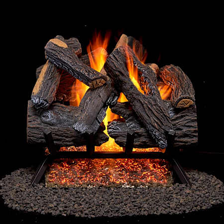 Duluth Forge 45,000 BTU Vented Natural Gas Log Set Fireplace Brown