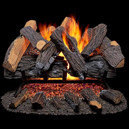 Duluth Forge 55,000 BTU Vented Natural Gas Log Set Fireplace Brown