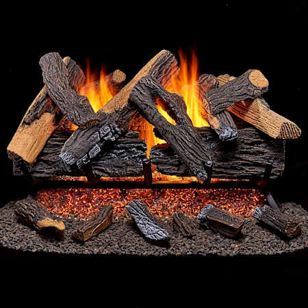 Duluth Forge 65,000 BTU Vented Natural Gas Log Set Fireplace Brown