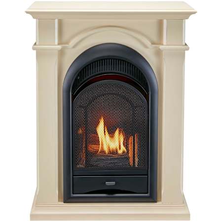 Duluth Forge 28 Inch Wide 10,000 BTU Vent Free Liquid Propane, Natural Gas Mantel Fireplace with Ventless Dual Fuel Technology and Piezo Ignition Antique White