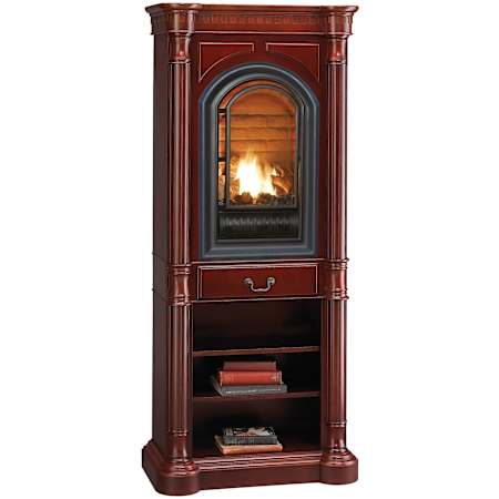 Duluth Forge 18 Inch Wide 20,000 BTU Vent Free Liquid Propane Media Console Fireplace with Ceramic Brick Liner and Oxygen Depletion Sensor Cherry