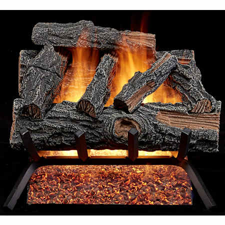 Duluth Forge 45,000 BTU Natural Gas Log Set Fireplace with Piezo Ignition and 7 Mountain Oak Logs N/A