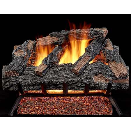Duluth Forge 55,000 BTU Natural Gas Log Set Fireplace with Piezo Ignition and 7 Mountain Oak Logs N/A